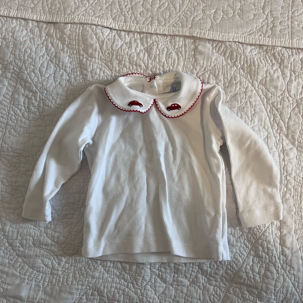 Little English Embroidered Cars Long Sleeve Shirt, size 12m